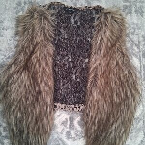 Luxie Faux Fur Vest with Lace Lining